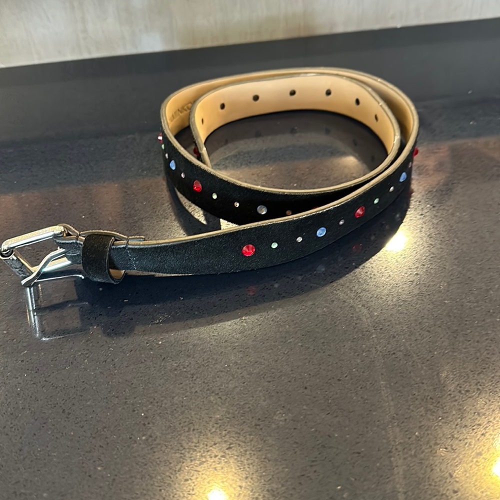 Rebecca Minkoff Jeweled Belt | Black & Red | 38" | Statement Belt